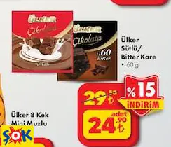 ÜLKER SÜTLÜ/BİTTER KARE 60 G ÇİKOLATA